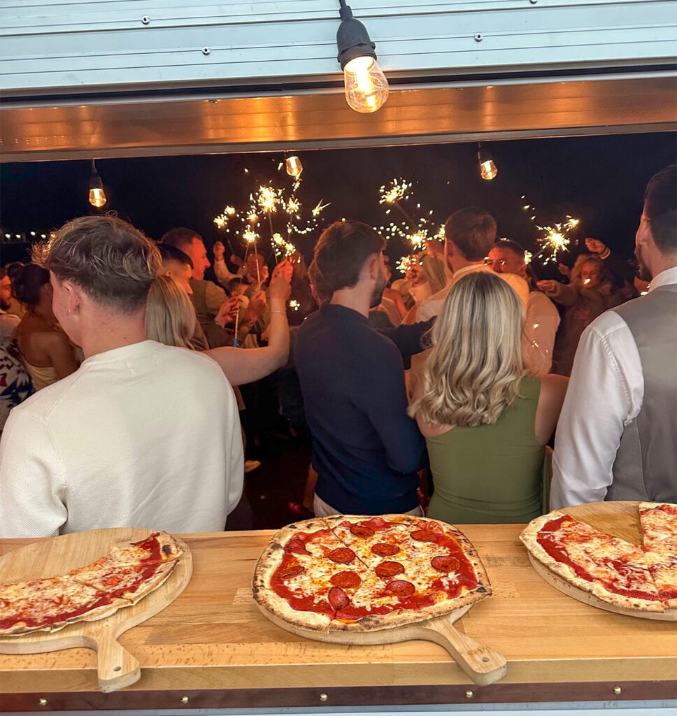 Freshly made pizza that keeps guests happy at your private party celebrations.